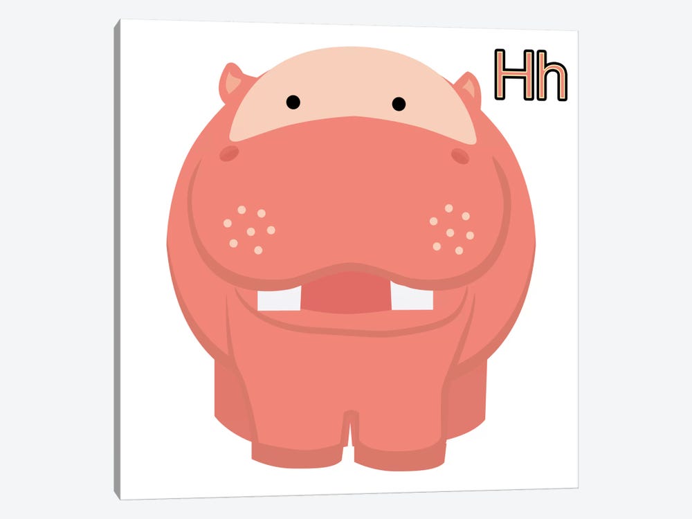 H is for Hippo by 5by5collective 1-piece Canvas Print