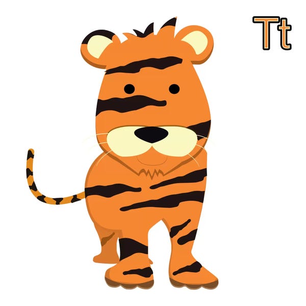 Kids Educational Art: T for Tiger by 5by5collective
