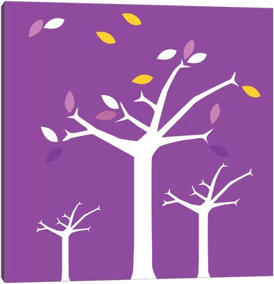 Autumn Trees Purple Canvas Art Print - Kid's Art Collection