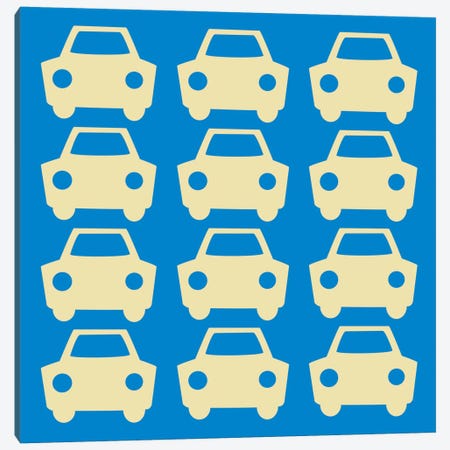 Beep Beep Blue Cars Canvas Print #KID24} by 5by5collective Canvas Art Print