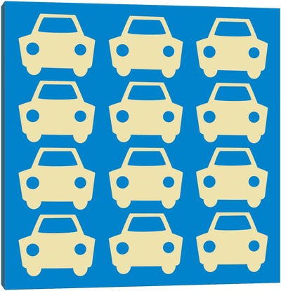 Beep Beep Blue Cars Canvas Art Print - Alphabet Fun Collection