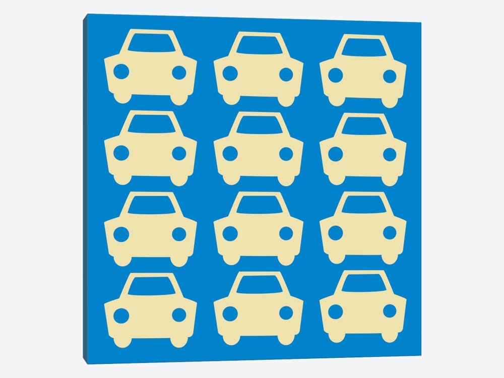 Beep Beep Blue Cars by 5by5collective 1-piece Canvas Wall Art