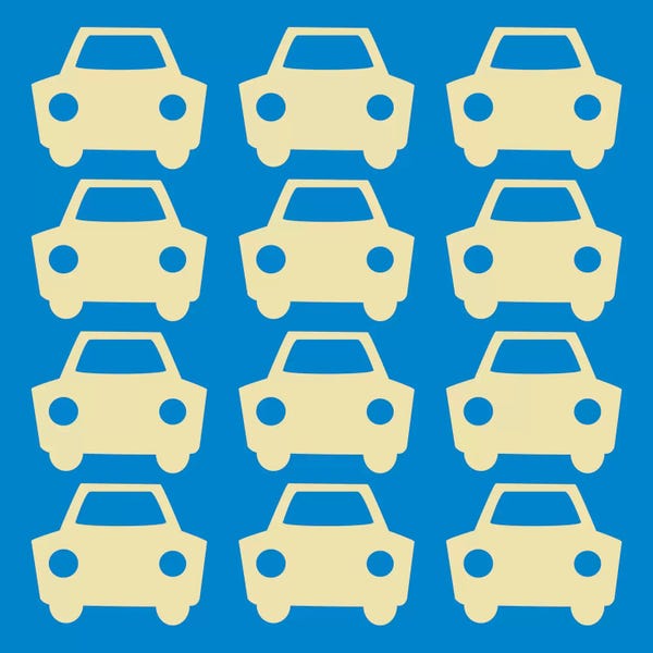 Kids Transportation Art: Beep Beep Blue Cars by 5by5collective