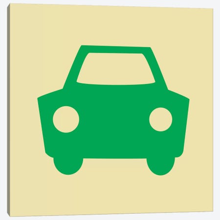 Beep Beep Green Car Canvas Print #KID25} by 5by5collective Art Print