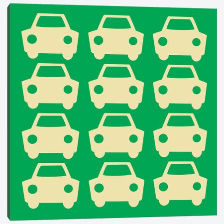 Beep Beep Green Cars Canvas Print #KID26} by 5by5collective Canvas Print