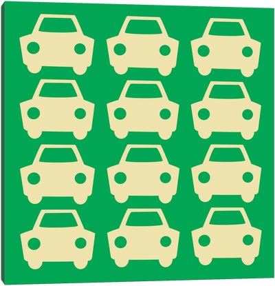 Beep Beep Green Cars Canvas Art Print - Alphabet Fun Collection