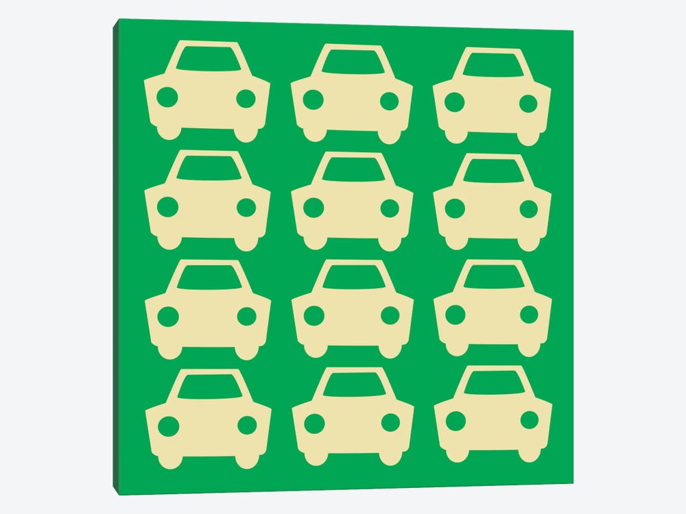 Beep Beep Green Cars by 5by5collective 1-piece Canvas Wall Art