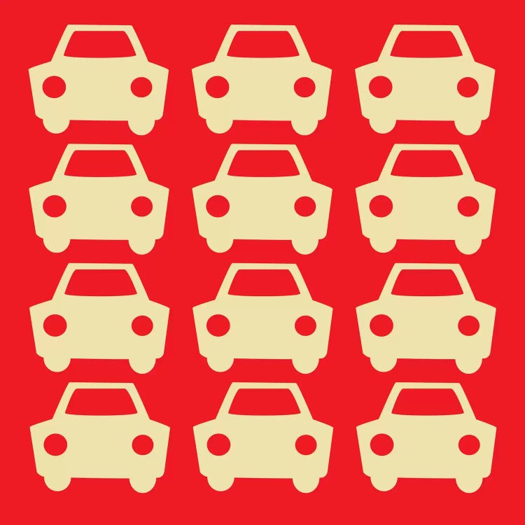 Beep Beep Red Cars by 5by5collective wall art