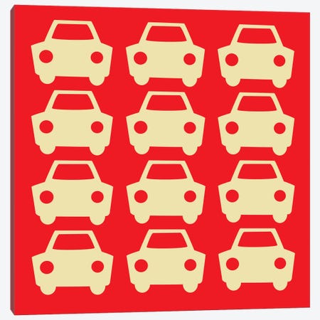 Beep Beep Red Cars Canvas Print #KID28} by 5by5collective Canvas Art