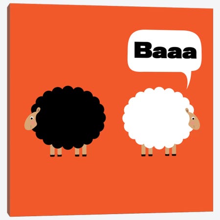 Baaa (Black & White Sheep) Canvas Print #KID29} by 5by5collective Canvas Art