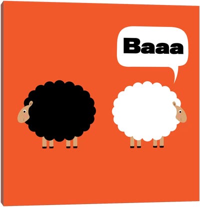 Baaa (Black & White Sheep) Canvas Art Print - Alphabet Fun Collection