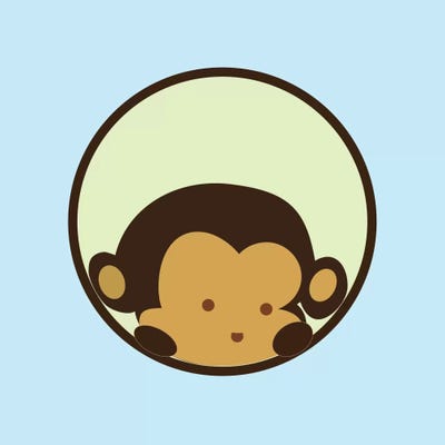 Monkey Face Blue by 5by5collective canvas print