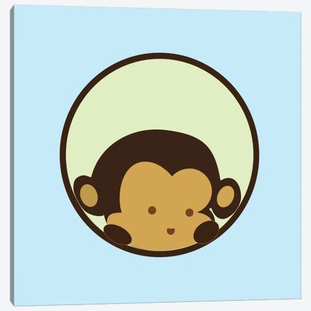 Monkey Face Blue Canvas Print #KID33} by 5by5collective Art Print