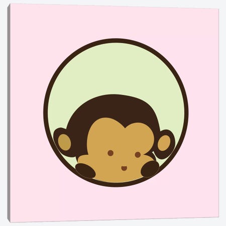 Monkey Face Pink Canvas Print #KID34} by 5by5collective Canvas Art