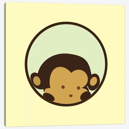 Monkey Face Yellow Canvas Print #KID35} by 5by5collective Canvas Wall Art