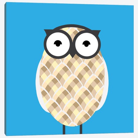 Owl Blue Canvas Print #KID37} by 5by5collective Canvas Artwork