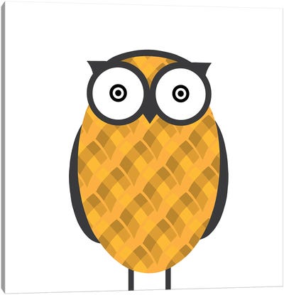 Owl Orange Canvas Art Print - Kid's Art Collection