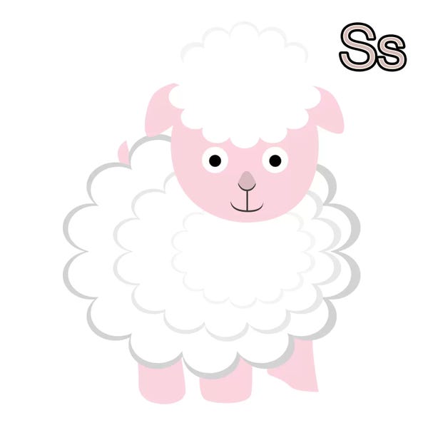 Kids Educational Art: S is for Sheep by 5by5collective