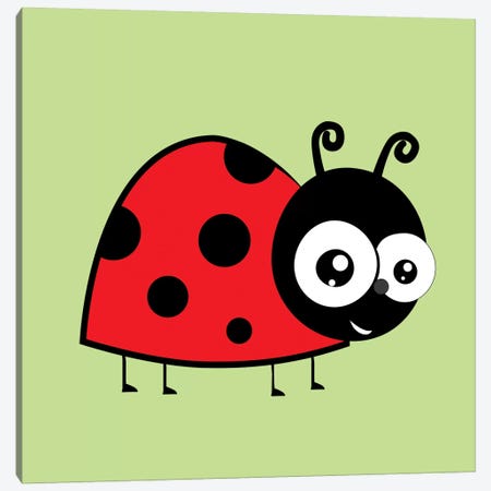 Lady Bug Green Canvas Print #KID40} by 5by5collective Canvas Artwork