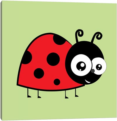 Lady Bug Green Canvas Art Print - Kid's Art Collection