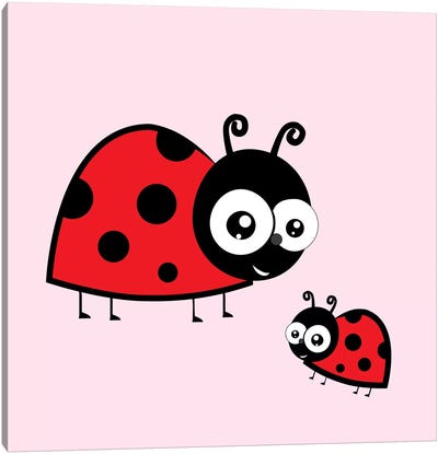 Lady Bug Pink Canvas Art Print - Kid's Art Collection
