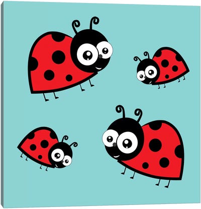 Lady Bug Blue Canvas Art Print - 5by5 Collective