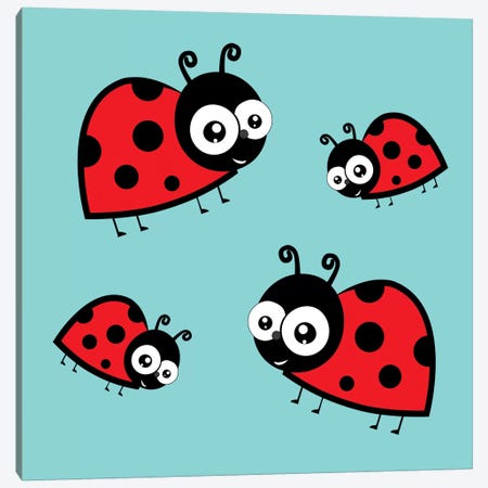Lady Bug Blue Canvas Print #KID42} by 5by5collective Canvas Art