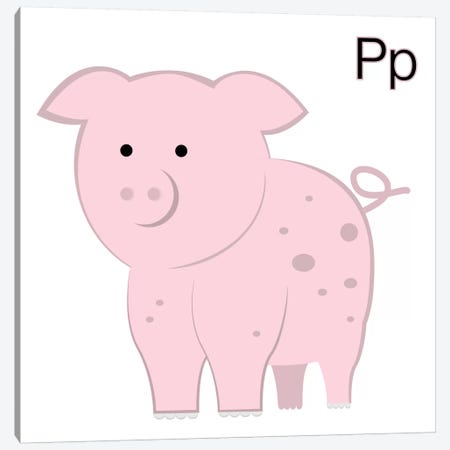 P is for Pig Canvas Print #KID4} by 5by5collective Canvas Art