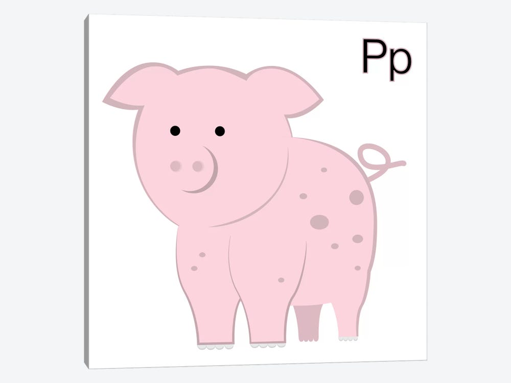 P is for Pig by 5by5collective 1-piece Canvas Art