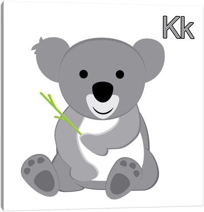 K is for Koala Canvas Art Print - Letter K