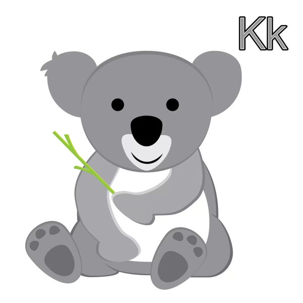Kids Educational Art: K is for Koala by 5by5collective