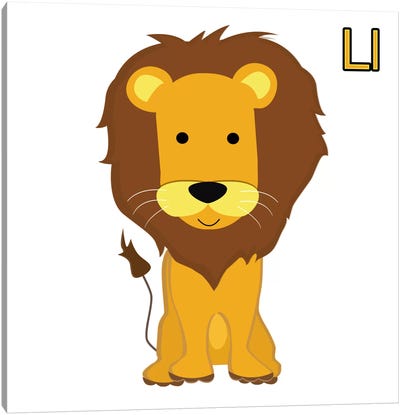 L is for Lion Canvas Art Print - Kid's Art Collection