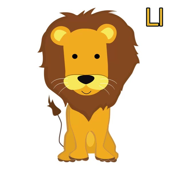 Kids Educational Art: L is for Lion by 5by5collective