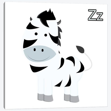 Z is for Zebra Canvas Print #KID9} by 5by5collective Canvas Art Print