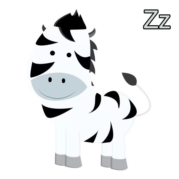 Kids Educational Art: Z is for Zebra by 5by5collective