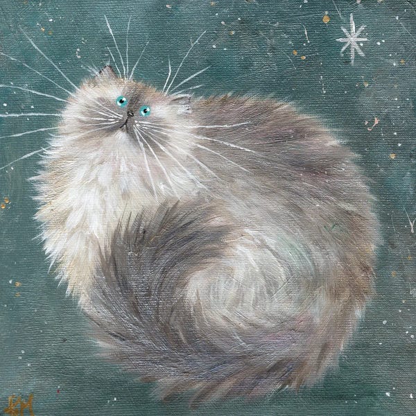 Cats: Silverpoint On Teal by Kim Haskins