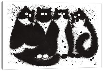 Fab Four Canvas Art Print - Black Cat Art