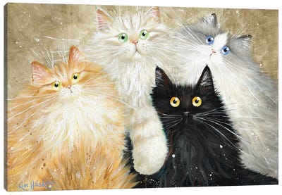 Die Flauschige Bande (The Fluffy Gang) Canvas Art Print - Black Cat Art