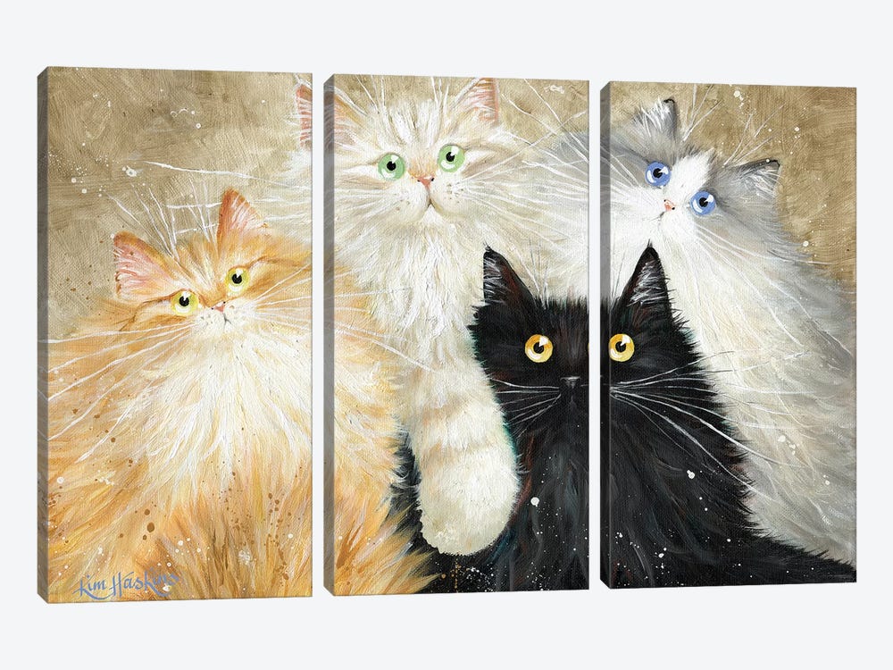Die Flauschige Bande (The Fluffy Gang) by Kim Haskins 3-piece Canvas Wall Art