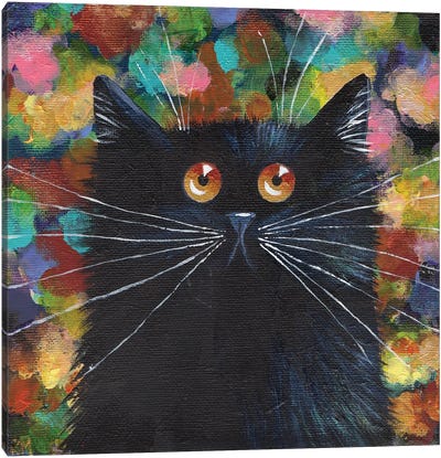 Sparkle Black Cat Canvas Art Print - Black Cat Art