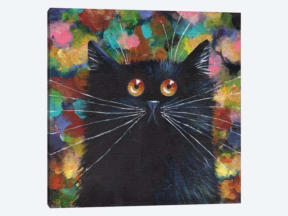 Sparkle Black Cat by Kim Haskins 1-piece Canvas Wall Art