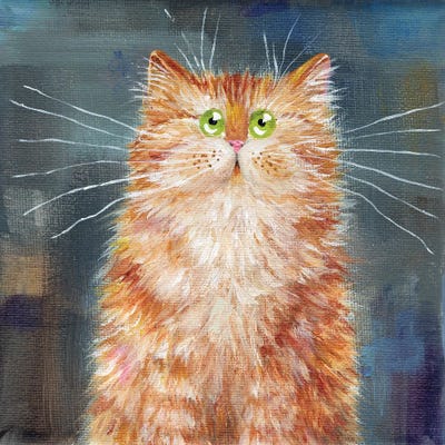 Ginger Cat On Denim by Kim Haskins art print