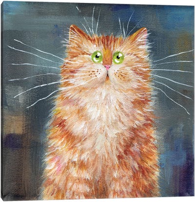 Ginger Cat On Denim Canvas Art Print - Orange Cat Art