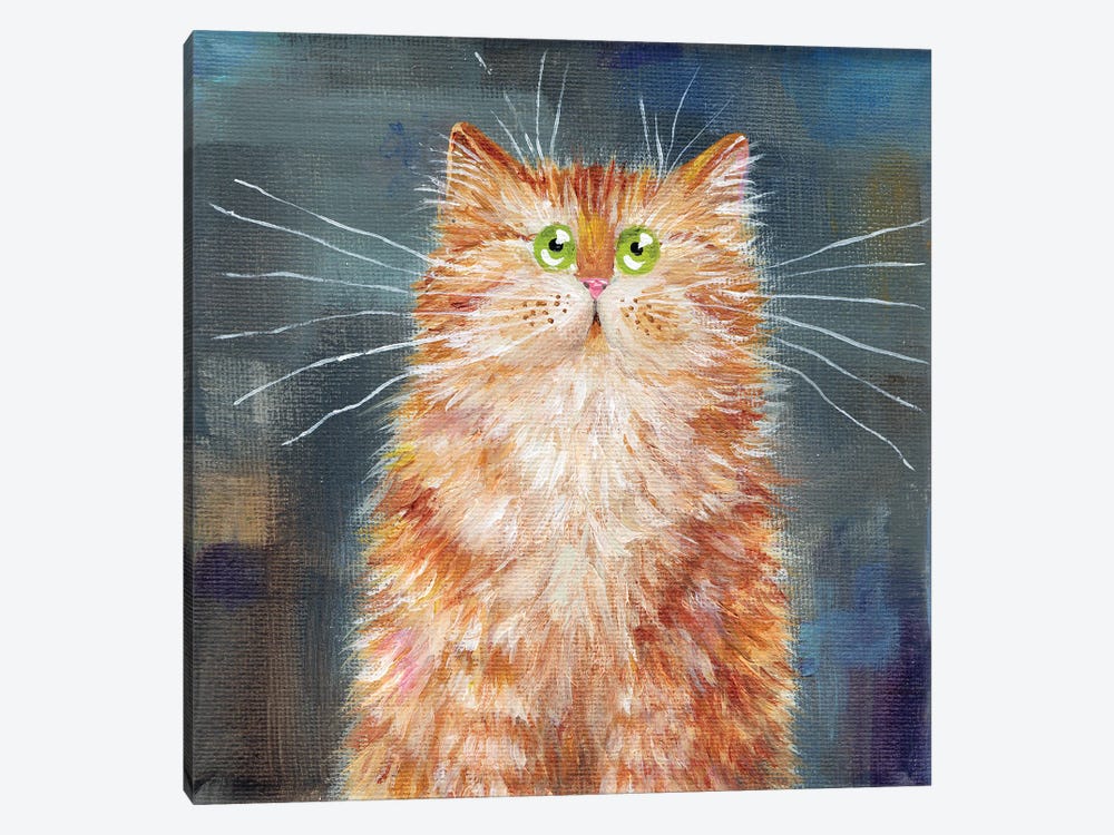 Ginger Cat On Denim by Kim Haskins 1-piece Canvas Artwork