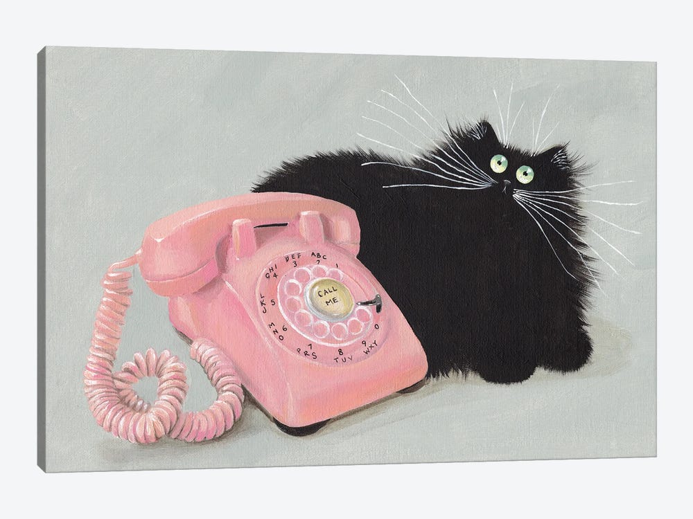 Call Me Cat Pink Phone by Kim Haskins 1-piece Canvas Art