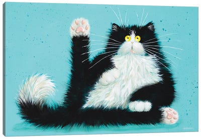 Can I Help You Now Canvas Art Print - Tuxedo Cat Art