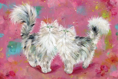 Two Tabbies On Blossom by Kim Haskins art print