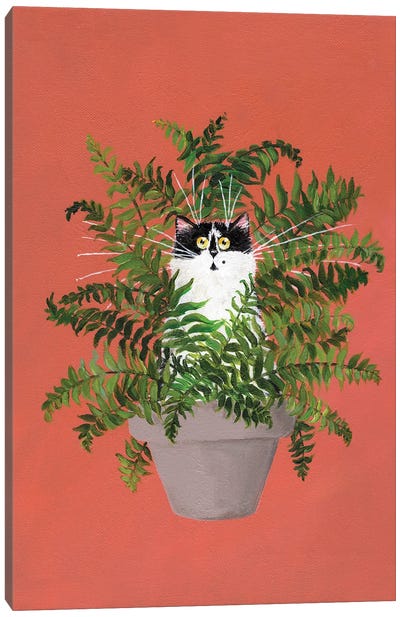Cleo In A Fern Canvas Art Print - Ferns