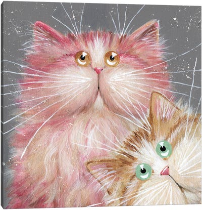 Pink And Gold Selfie Canvas Art Print - Cat Art