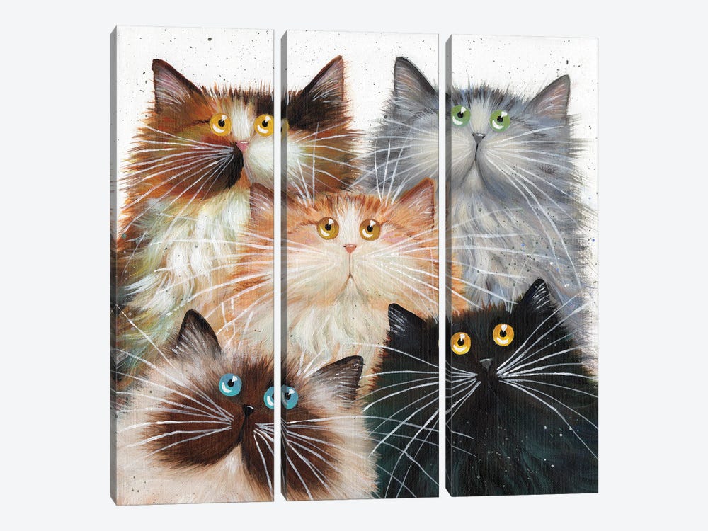 Fluffy Five by Kim Haskins 3-piece Canvas Art